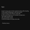 "Open" poetry by Roshan James, Kitchener Waterloo, Ontario, Canada