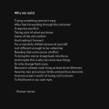 "Why we resist" poetry by Roshan James, Wellesley, Ontario, Canada