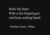 "Blaze" - poetry by Roshan James, Wellesley, Ontario, Canada
